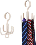 Space-Saving Tie Hanger, Small Space Storage and Organizer, 2 Piece Set, 360° Rotatable Portable Closet Organizers for Belt, Scarf, Bras, Tank top, Purses Etc(Beige)