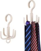Space-Saving Tie Hanger, Small Space Storage and Organizer, 2 Piece Set, 360° Rotatable Portable Closet Organizers for Belt, Scarf, Bras, Tank top, Purses Etc(Beige)