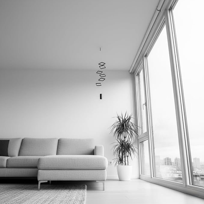 Elegant Minimalist Hanging Mobile with 6 Black Squares – A Statement of Simplicity and Style