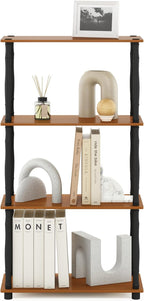 Furinno Turn-N-Tube 4-Tier Multipurpose Shelf Display Rack, Classic Tubes, Light Cherry/Black