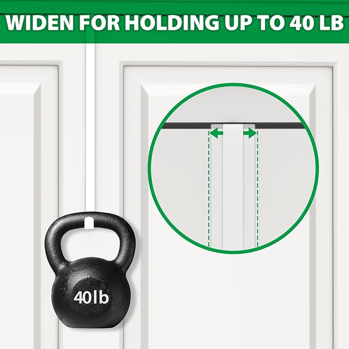 Booda Brand 14" Over The Door Hooks, 4 Pack Widen Wreath Hangers Fit The 1-3/4" & 1-3/8" Door Thicknesses, Z-Shaped Metal Door Hanger Hooks for Hanging Wreaths, Hats,and Clothes (White-4Pack)