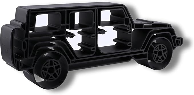 Jeep Wrangler Sculpture - Minimalist Decorative Accent for Off - Road Enthusiasts & Modern Home Decor | Collectible Design (Jeep Wrangler 4 Door Side View Matte Black)