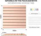 Large Cork Board Alternative 48” X 36” Felt Bulletin Board Tiles, with 30 Pushpins, 60 Adhesive Tabs,12-Pack Slat Wall Paneling, Cork Boards for Office Push Pin Board Felt Board - Pink