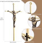 ACHIBANG Gold Crucifix Wall Cross - 10" Catholic Metal Cross with Jesus & INRI, Faith Decor for Wall or Door Display