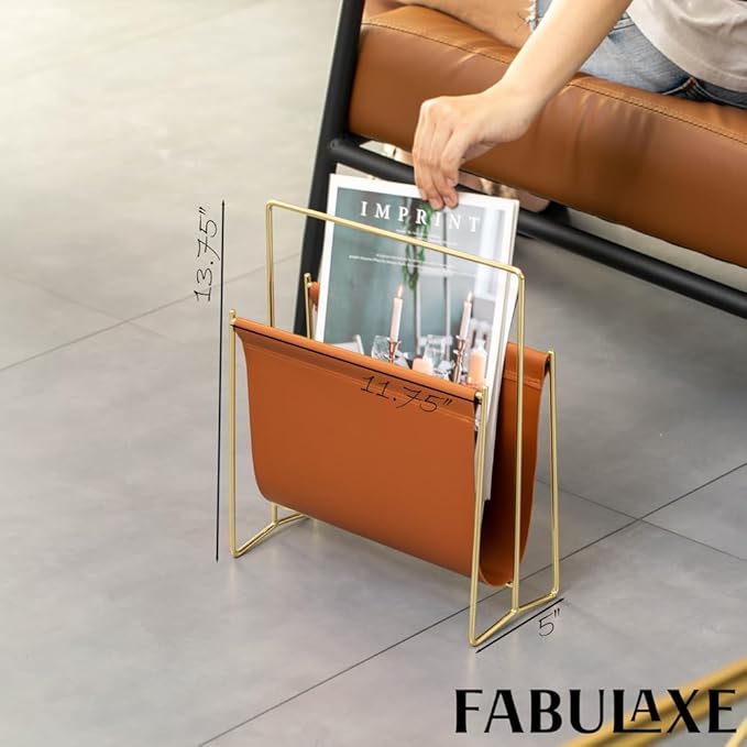 Fabulaxe Magazine Holder and Rack for Desktop, Home Office, Living Room, Waiting Areas, Farmhouse File Storage, Basket for Letters, Magazines, Books, Newspapers and Other Reading Materials 14-Inch