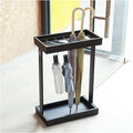 Metal Commercial Umbrella Stand Umbrella Holder, Corridor Entrance Umbrella Drain Rack for Storing 16 Umbrellas, with Mobile Drip Tray and 4 Hooks (Color : Black)