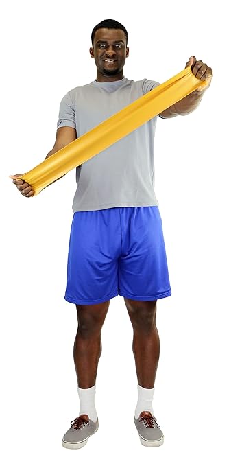 CanDo Singles Low Powder Exercise Band, 4-foot singles, Gold: XXX-Heavy (40 count)