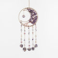Purple Gemstone Dream Catcher 7 Chakras Tree of Life Moon Dream Catchers with Healing Crystal Stones Handmade Suncatcher Dreamcatcher Wall Decor for Adults Living Room,Bedroom,Garden,Bless Gift