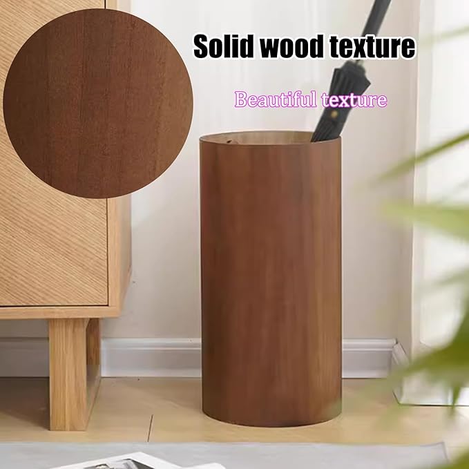 Chinese Vintage Umbrella Holder Solid Wood Umbrella Storage Rack with Drip Tray Commercial Umbrella Holders Cylindrical Straight Umbrella Bucket Umbrella Stand Holder Indoor for Entryway.(Wood)
