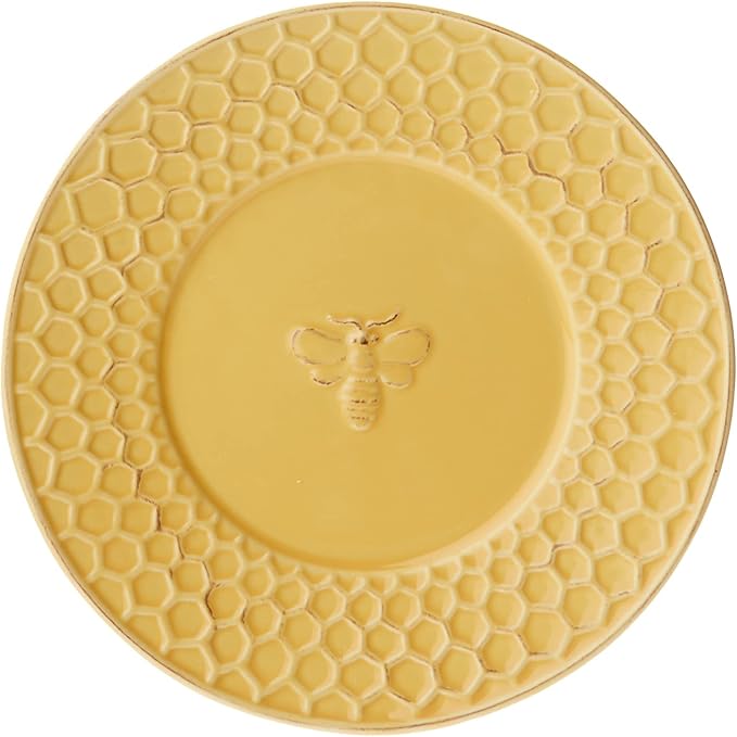 Boston International Embossed Stoneware Plate, 8-Inch Diameter, Honeycomb