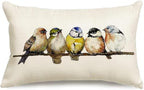 RABUSOFA Watercolor Birds Pillows Decorative Throw Pillows 12x20,Hand-Painted Oil Painting Rustic Birds Lumbar Pillow Cases,Cute Colorful Spring Summer Decorations for Home Couch Sofa Outdoor