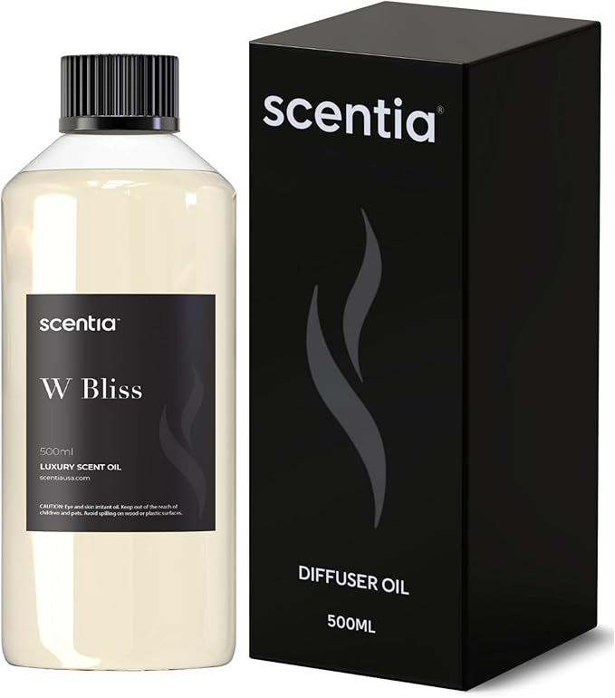 Scentia W Bliss Hotel Diffuser Refill Oil Inspired by W Signature Hotel - 500 mL 16.9 fl oz - Fragrance Oil Blend Bergamot, Lemongrass & Jasmine for HVAC Diffuser - Thanksgiving & Holiday Gift