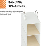 VERONLY Hanging Shoe Shelves - 6 Section,Closet Organizer Set of 2 with Woven Bamboo Shelves,Slim 5.5” Wide Design for Space-Saving Storage,White