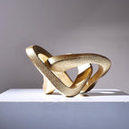 LCCCK Infinity Knot Sculpture Gold Knot Decor Object, Abstract Knick Knacks Coffee Table Modern Statue, Gold Sculpture for Home Living Room Table Ornaments and TV Stand Bookshelf Decorative