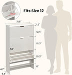 Shoe Cabinet for Entryway Slim, 3-Drawer Flip Hidden Shoe Storage for 21 Pairs, Narrow Tall Wooden Rack with Bottom Shelf & Fenced Top, White