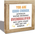 Inspirational Gift, Inspirational Wood Box Decor Desktop, Sarcastic Positive Affirmations Decor, Motivational Gift, Farmhouse Home Office Decoration, You'Re Good Enough Sign
