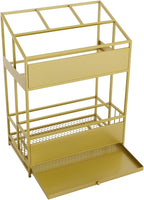 Umbrella Holder Entryway, Umbrella Stand Rack 18.9*11*26in Metal Square Umbrella Rack Organizer Removable Drip Tray Raised Feet Hollow-Out Design Drip Tray Handle for Holds Umbrellas, Canes