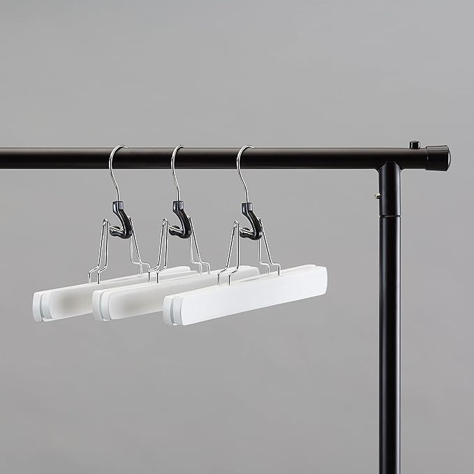 Amazon Basics Wooden Pants Hangers - White, (Pack of 60)