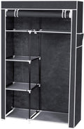 Portable Closet Wardrobe, Closet Storage Organizer Rack with Shelves and Cover for Hanging Clothes, Non-Woven Fabric, Quick and Easy to Assembly (64'', Gray)