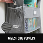 GORILLA GRIP Over The Door Organizer Storage, 5 Deep Hanging Shelves, Holds 50lbs, Closet Organizers Shelf for Bedroom, Shoes, Bathroom, Nursery, Dorm Essentials, 3 Metal Hooks, 58x15 Inches, Gray