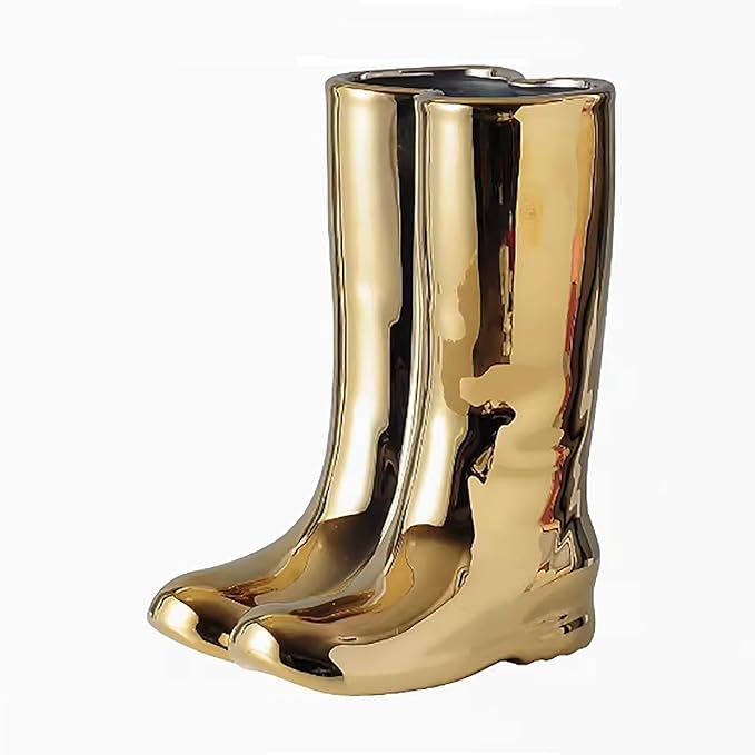 Ceramic Umbrella Stand Rack, Tall Rain Boots Umbrella Holder Rack,Entryway Canes/Walking Sticks Rain Umbrella Storage Holder for Hallway Home Office Decor(13.3 * 10.2 * 7.5inch, Gold)