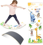 Balance Board for Kids Adult, 35inch Wobble Balance Board Balance Trainer With Anti-slip Felt Pads Animal Prints Suitable for Home Office, Teeter Popper Rocker Board Open Ended Toys