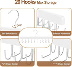 TOPIA HANGER 20 Hooks 2 in 1 Belt Tie Hanger for Closet Max 30 Belts with 30 Ties Capacity, Belt Tie Racks Wooden Hanger for Closet Organizer Storage “U” Fit for Belt and “一” Fit for Tie - CT47W