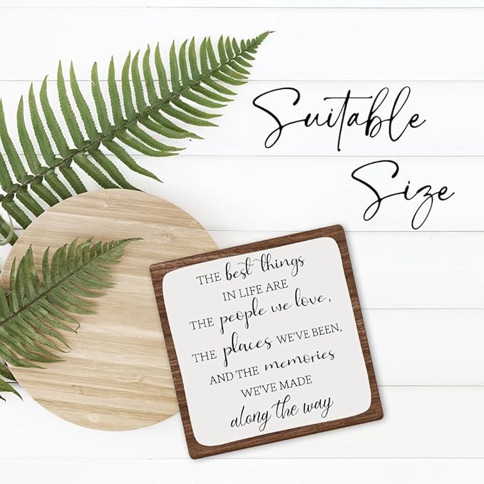 5” Motivational Wooden Sign Decoration - The Best Things In Life Are The People We Love - Rustic Wood Plaque Decor For Home Office Desk Shelf Decor Inspirational Gifts For Women Men - A18