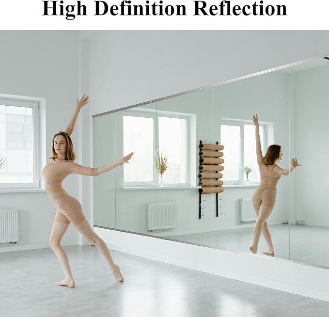 Ruomeng Home Gym Mirror, 55''x30''x2PCS Full Length, Large Frameless Body Mirror Tempered Glass for Gym, Workout, Yoga, Garage, Dance Studio