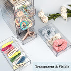 Clear Acrylic 6 Drawers Storage Organizer for Hair Accessories Stackable Containers Box for Cosmetics Jewelry Stationery Storage Organization Drawers Set (6 Drawers)