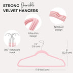HOUSE DAY Premium Velvet Hangers 100 Pack Light Pink, Non-Slip Flocked Felt Hangers, Sturdy Clothes Hanger with 360° Rotatable Hook, Heavy Duty Durable Slim Coat Hanger for Closet Space Saving