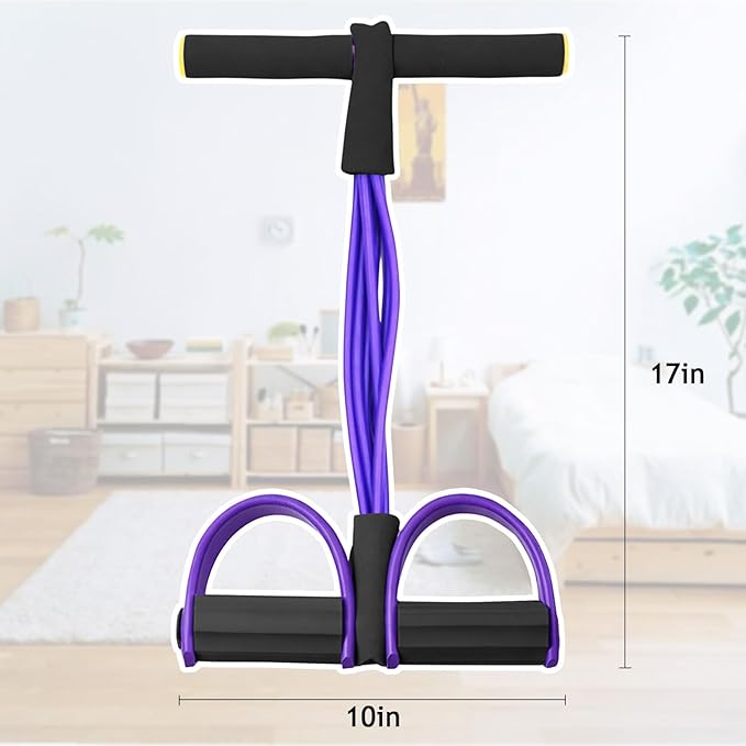 Kammoy 6-Tubes Tension Rope, Multifunction Elastic Yoga Pedal Puller Resistance Band, Natural Latex Tension Rope Fitness Equipment, for Abdomen, Waist, Arm, Leg Stretching Slimming Training