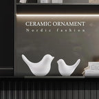 Notakia Small White Birds Statues Home Decor Modern Style Decorative Ornaments for Living Room Decor, Bedroom, Office Desktop, Cabinets (2Pcs White Birds)