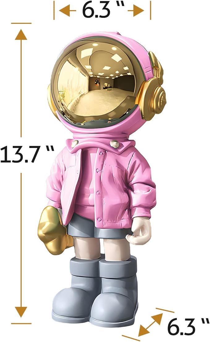 EZ4ENCE Astronaut Statues Spaceman Sculpture Modern Arts Gifts Pink Figurine Ornament Room Decor for Men,Home and Crafts Desktop Accessories Tabletop Decoration, Living Room, Office, Bookshelf…
