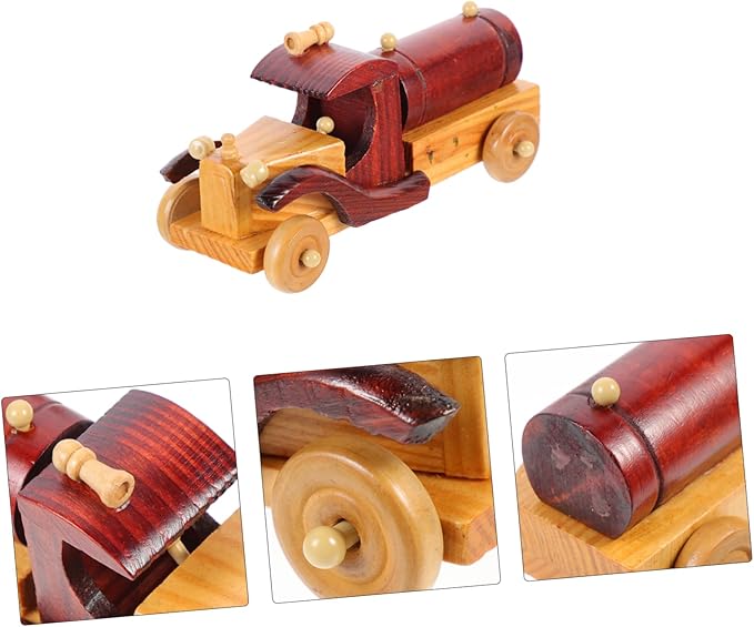 Vintage Wooden Car Model Decor Retro Car Ornament for Home Desktop Craft Collectors Rustic Vintage Style for Living Room and Office