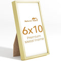 6x10 Aluminum Metal Picture Frame,Tempered Glass Gold Photo Frame 6x10 for Family Photo,Posters,Art,Document to Wall Mount Horizontally or Vertically