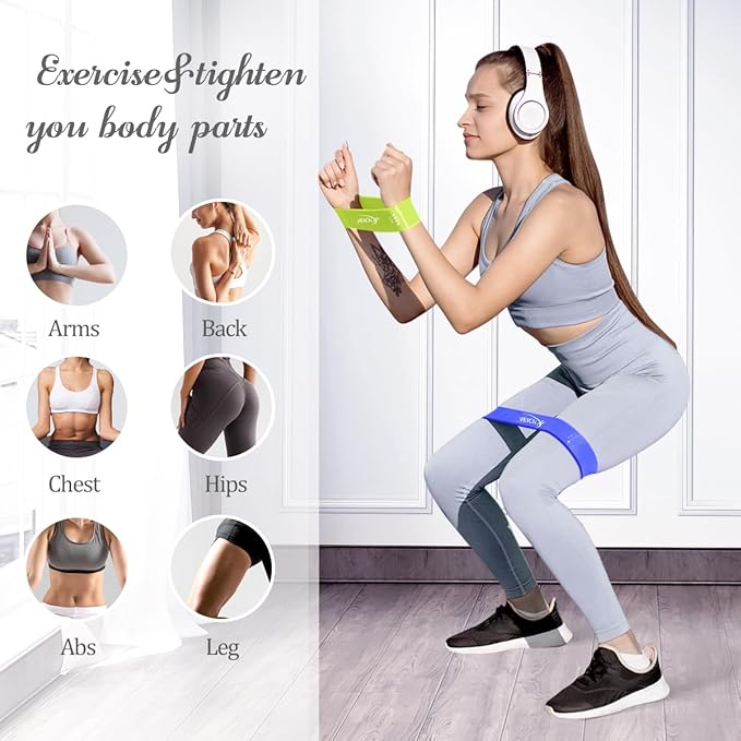VEICK Resistance Loop Exercise Bands, Elastic Workout Bands for Men Women, Set of 5 Different Resistance Levels Stretch Band for Home Fitness Stretching Strength Training