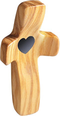Cross Fidget Wood, Encouragement Gift, Olive Wooden Cross for Clinging and Praying, Pocket Religious Gift for Children and Adults(Olive 1pcs)