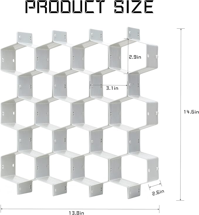 Honeycomb drawer organizer and divider, underwear, socks, tie sorter, office supplies and sundry sorting 32 pieces (Grey)