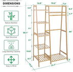 Ufine Bamboo Garment Rack 7-Tier Storage Shelves Clothes Hanging Rack, Heavy Duty Clothing Rack Minimalism Wardrobe Closet Organizer for Indoor