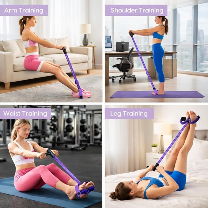 Premium 6 Tube Resistance Band – Powerful, Visible Results with Safe Low-Impact Design | Multifunction Pedal Resistance Band | Home Gym Equipment for Women | 30-Day Support