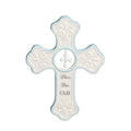 DEMDACO Bless This Child Wall Cross - Blessing Cross for Baby - Faith Nursery Decor - Gift for Newborn - Religious Christian Wall Hanging - Porcelain - Gift Box Packaging - Blue