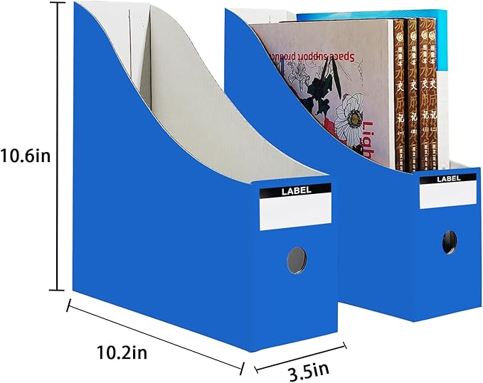 Limitliho Magazine File Folder Holder for Desk, Book Bins for Classroom Library,Office,Home, 10.6" H x 10.2" L x 3.5" W in Cardboard Paper Organizer (Six color, 6 Pack)