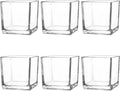 Set of 6 Square Glass Vases 4" x 4" x 4", Clear Flower Vase, Plant Terrarium, Candle Holder for Wedding Centerpiece, Office Decorations, Home Décor, Parties and Events
