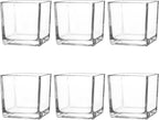 Set of 6 Square Glass Vases 4" x 4" x 4", Clear Flower Vase, Plant Terrarium, Candle Holder for Wedding Centerpiece, Office Decorations, Home Décor, Parties and Events