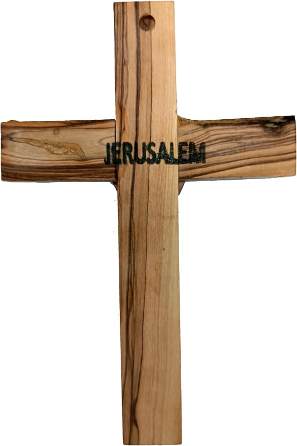 Zuluf 6.3" Olive Wood Dove Cross Wall Hanging Christian Holy Spirit Baptism Holy Land Gift Bedroom Decor CRS020
