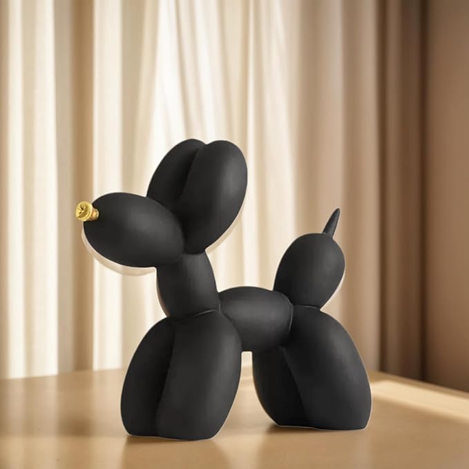 Resin Balloon Dog Sculpture - Collectible Figurines Decor for Home | Office Desktop Resin Decors Balloon Dog Decor (Black)