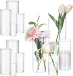 Fixwal 12pcs Clear Glass Cylinder Flower Vases, 4, 6, 8, 10 Inch Tall Cylinder Vases for Centerpieces, Glass Flower Vase Floating Candle Holder Vase for Table Shelf, Party, Wedding, Home Decor