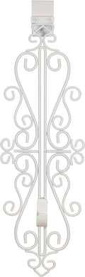 [Front Door Wreath Hanger] - Colonial Design | Adjustable Hook Length for Tall and Small Doors | Padding to Prevent Damage Like Scratch and Dents | Heavy Duty Cast Iron Metal Hangar - (White)