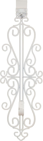 [Front Door Wreath Hanger] - Colonial Design | Adjustable Hook Length for Tall and Small Doors | Padding to Prevent Damage Like Scratch and Dents | Heavy Duty Cast Iron Metal Hangar - (White)